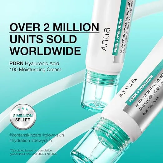 ANUA PDRN Moisturising Cream texture - smooth gel cream swatch on skin showing hydration