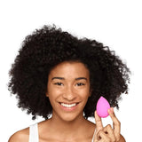 Close-up of Beautyblender sponge texture and unique egg shape highlighting quality foam