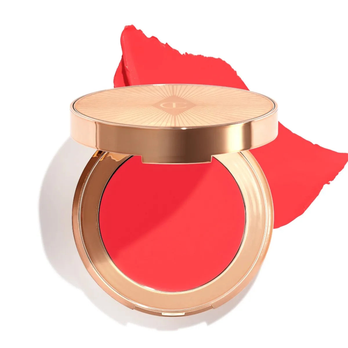 Charlotte Tilbury Lip & Cheek Glow Sun-Blushed Glow tube packaging showing creamy texture and applicator