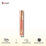 Charlotte Tilbury Collagen Lip Bath gloss in Pillow Talk Medium shade, high-shine nude-pink tube with quilted pattern
