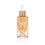 Charlotte Tilbury Collagen Superfusion Facial Oil 30ml bottle on white background with dropper and gold cap