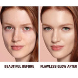 Charlotte Tilbury Hollywood Flawless Filter Foundation 1 Fair - influencer or model wearing the foundation, glowing skin