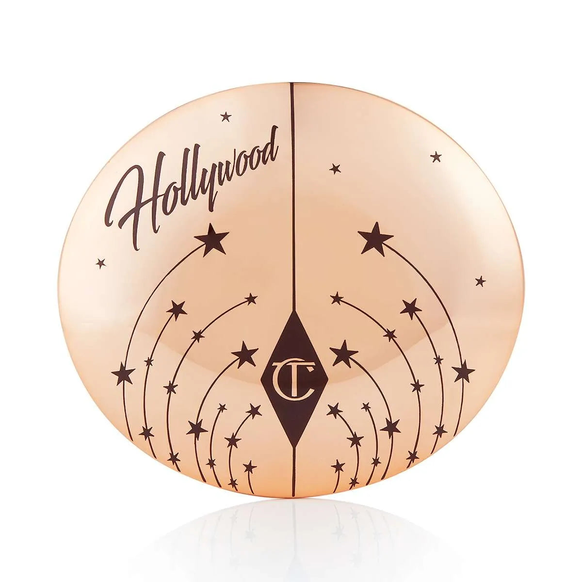 Charlotte Tilbury Pillow Talk Glow highlighter side view with compact open and mirror visible
