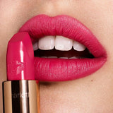 Charlotte Tilbury Hot Lips Electric Poppy lipstick with Lip Cheat Pillow Talk liner - full pout look