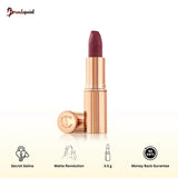 Charlotte Tilbury Hot Lips Secret Salma Lipstick - Deep Rose Plum Matte Finish on white background