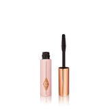 Charlotte Tilbury Travel Size Pillow Talk Push Up Lashes Mascara Super Black 4ml with innovative brush for lash lifting effect