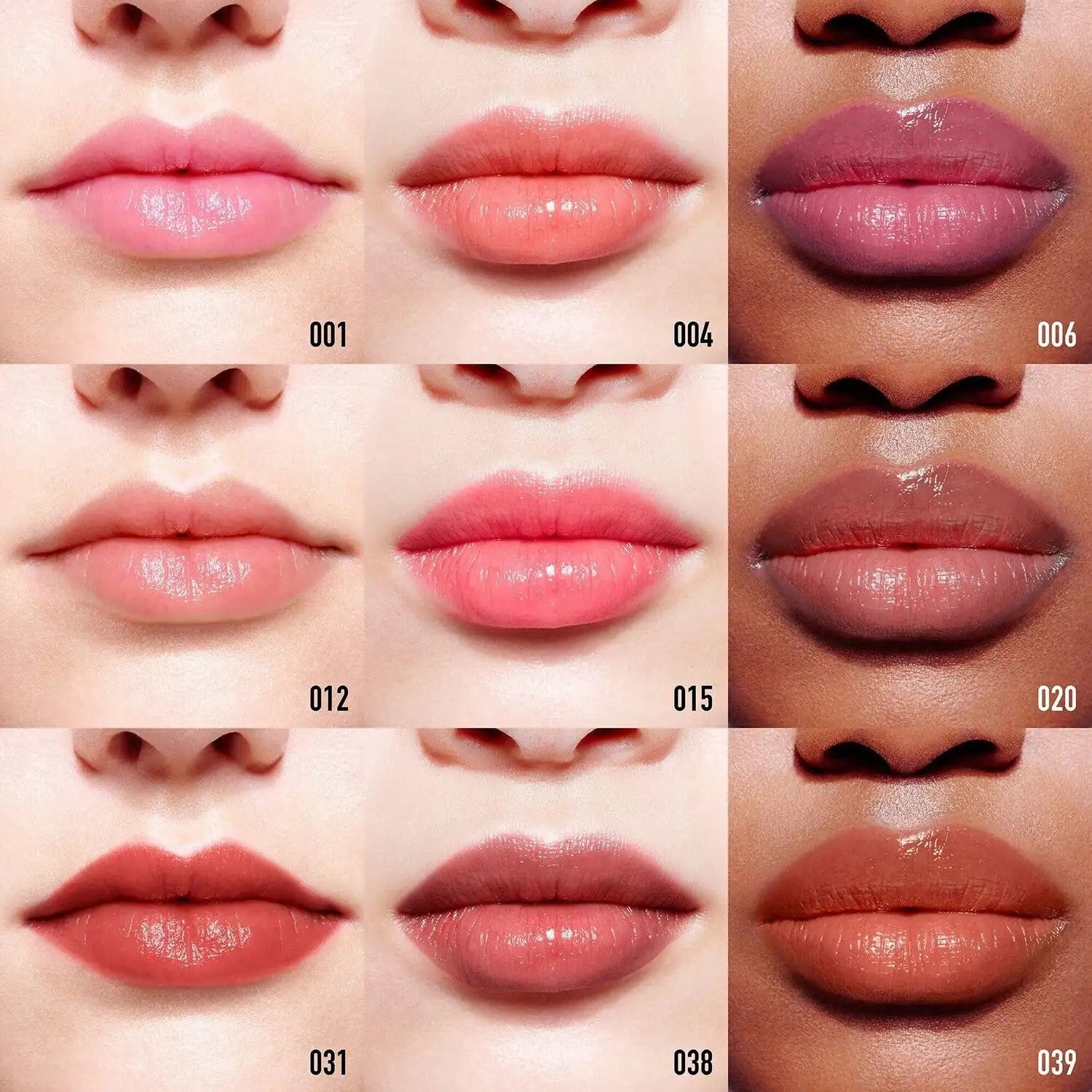 Woman with glossy lips wearing Dior Addict Lip Glow 001 Pink