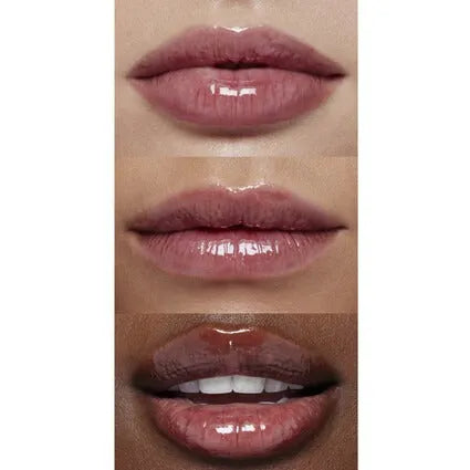 e.l.f Glow Reviver Lip Oil Jam Session lip grid display with glossy finish on lips