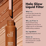 E.L.F. Halo Glow Liquid Filter product spotlight showing dropper applicator and glow