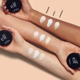 Swatch arm displaying effects of E.L.F. Putty Primer Trio: Poreless, Matte, and Luminous finishes.