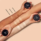 Image of E.L.F. Putty Primer applied on arm as base with foundation on top, demonstrating makeup longevity.