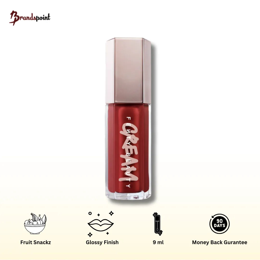Fenty Beauty Gloss Bomb Cream Fruit Snackz berry red lip cream tube