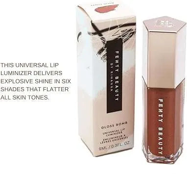 Fenty Beauty Gloss Bomb Fenty Glow - lip swatch on model showing glossy finish