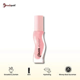 Gisou Honey Infused Lip Oil Strawberry Sorbet product shot on white background showing packaging with golden cap and honeycomb design