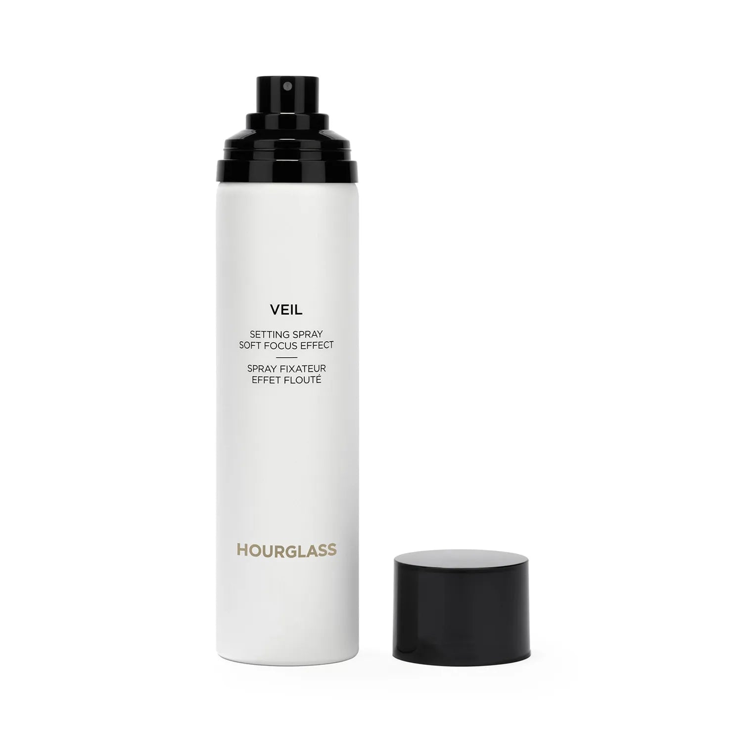 Hourglass Veil setting spray bottle with soft focus effect on skin