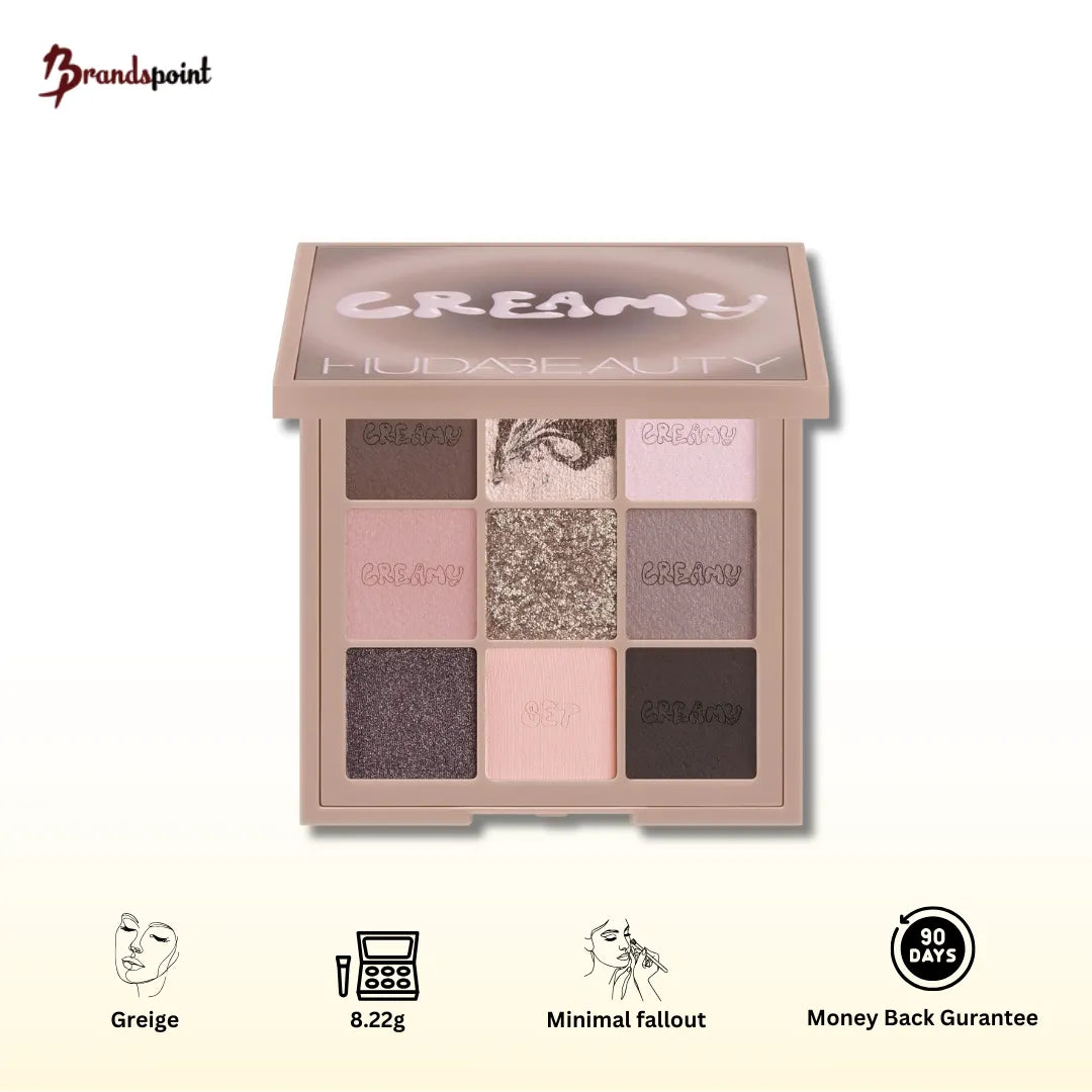 Huda Beauty Creamy Obsessions Greige Eyeshadow Palette - product packaging front view