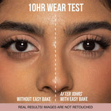 10-hour wear test of Huda Beauty Easy Bake Loose Powder showing long-lasting finish