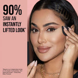 Huda Beauty Easy Bake Pressed Powder claim infographic with product details