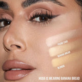 Huda Beauty Easy Bake Pressed Powder shade Banana Bread close-up