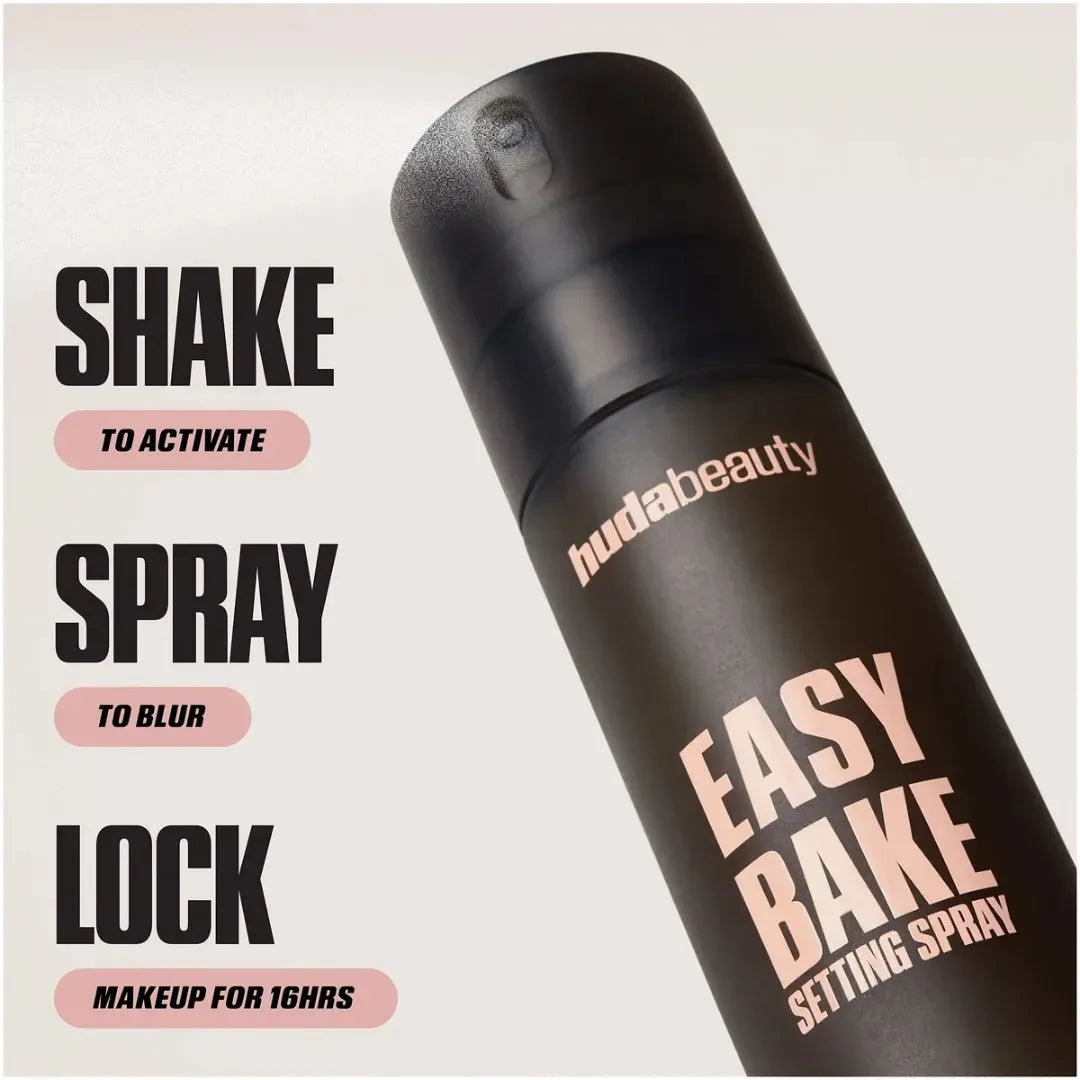 Huda Beauty Easy Bake Setting Spray 100ml bottle with cap and spray nozzle