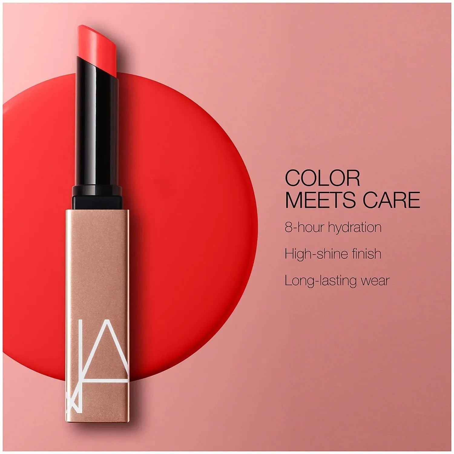 NARS Afterglow Lipstick Breathless packaging, sleek black tube