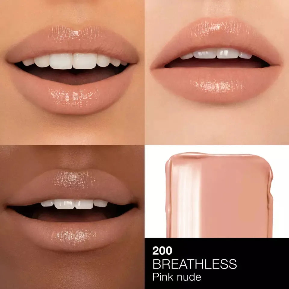 NARS Afterglow Sensual Shine Lipstick Breathless 200 tube in sleek black packaging side view