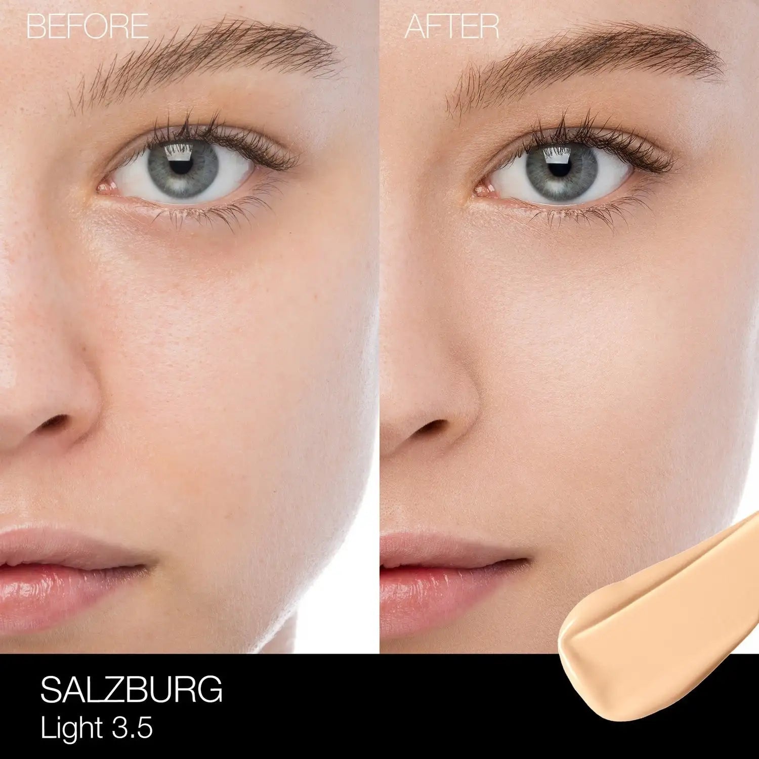 Nars Natural Radiant Longwear Foundation Salzburg swatch on skin demonstrating radiant finish