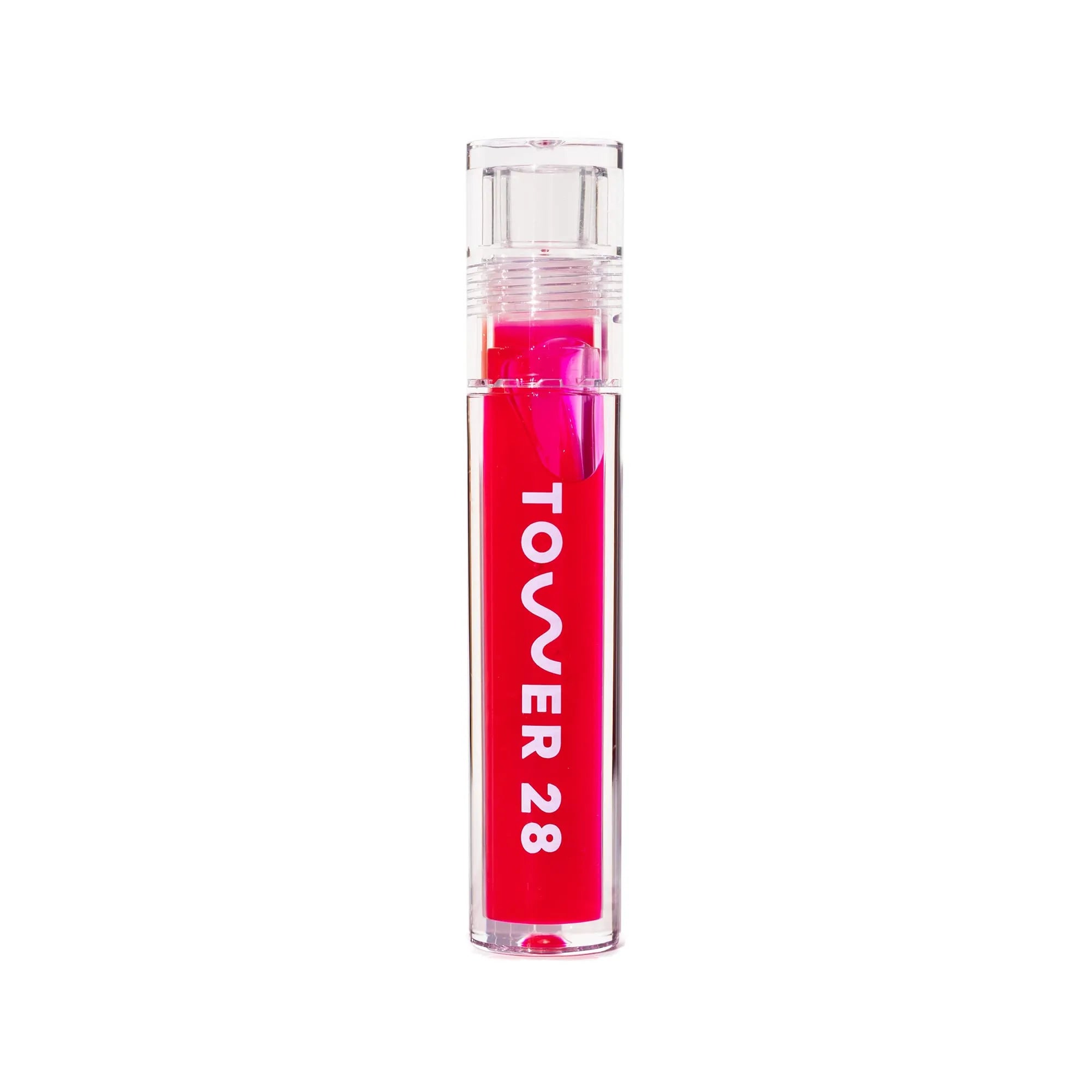 Tower 28 Lip Jelly in shade XOXO - clean hydrating lip gloss with high-shine finish, vegan and cruelty-free