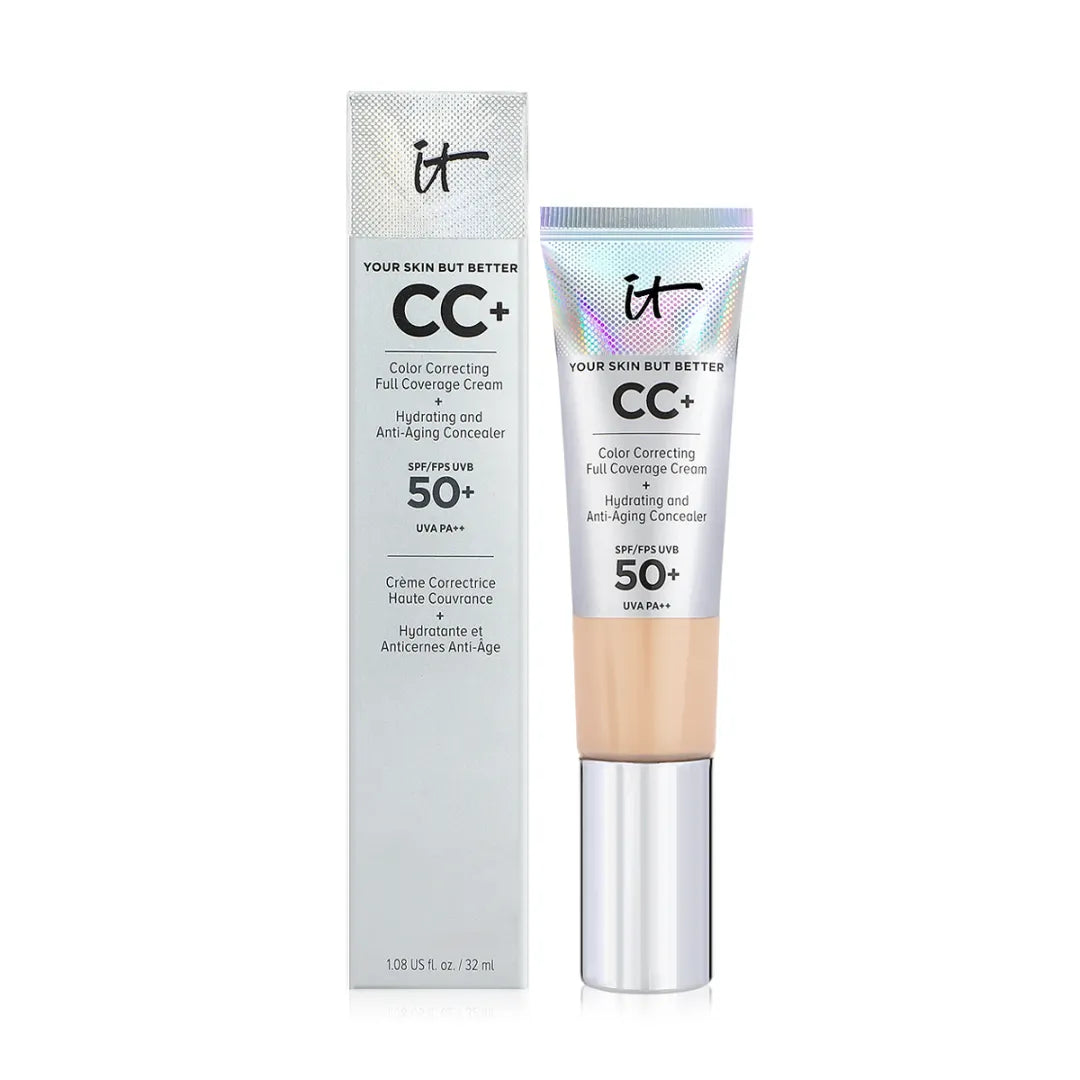 Original packaging of IT Cosmetics CC+ Cream Light Medium Warm with SPF 50+ - Fast shipping in UAE.