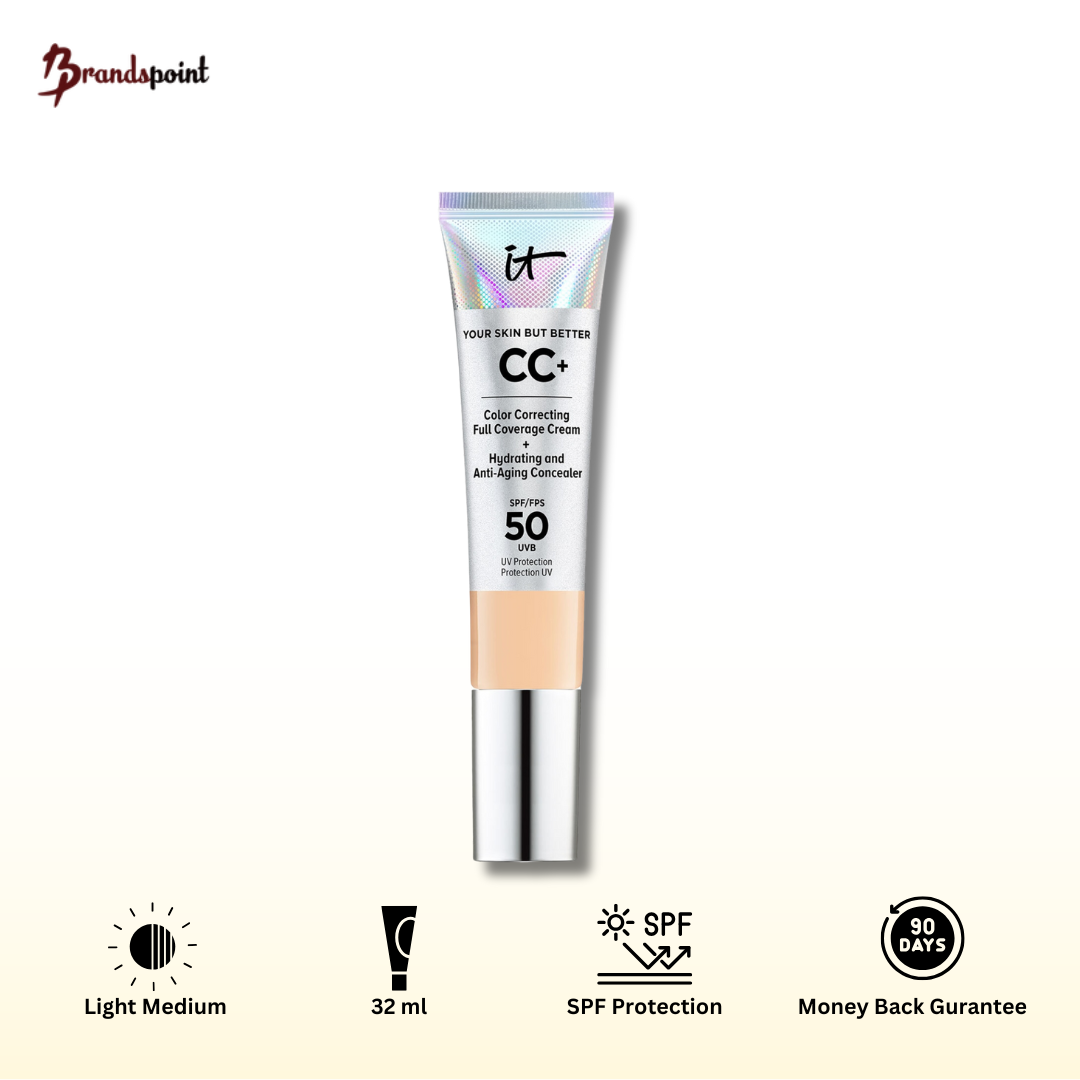 كريم IT Cosmetics Your Skin But Better™ CC+ مع عامل حماية من الشمس 50+ فاتح ومتوسط
