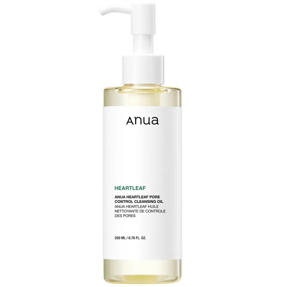 ANUA Heartleaf Pore Control Cleansing Oil 200ml bottle with pump, Korean cleansing oil for pore care and makeup removal