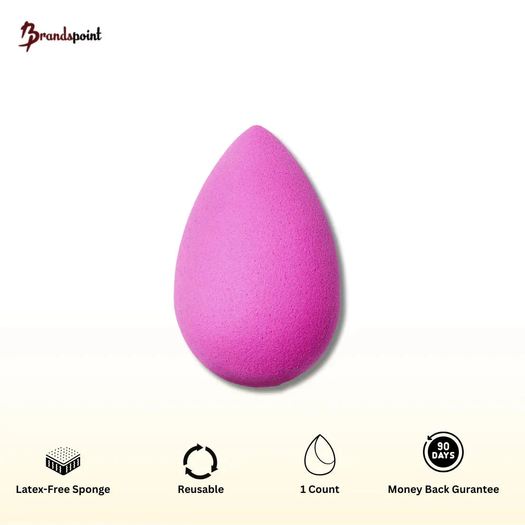 Pink Beautyblender Original latex-free makeup sponge isolated on white background for foundation blending