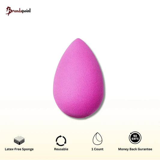 Pink Beautyblender Original latex-free makeup sponge isolated on white background for foundation blending