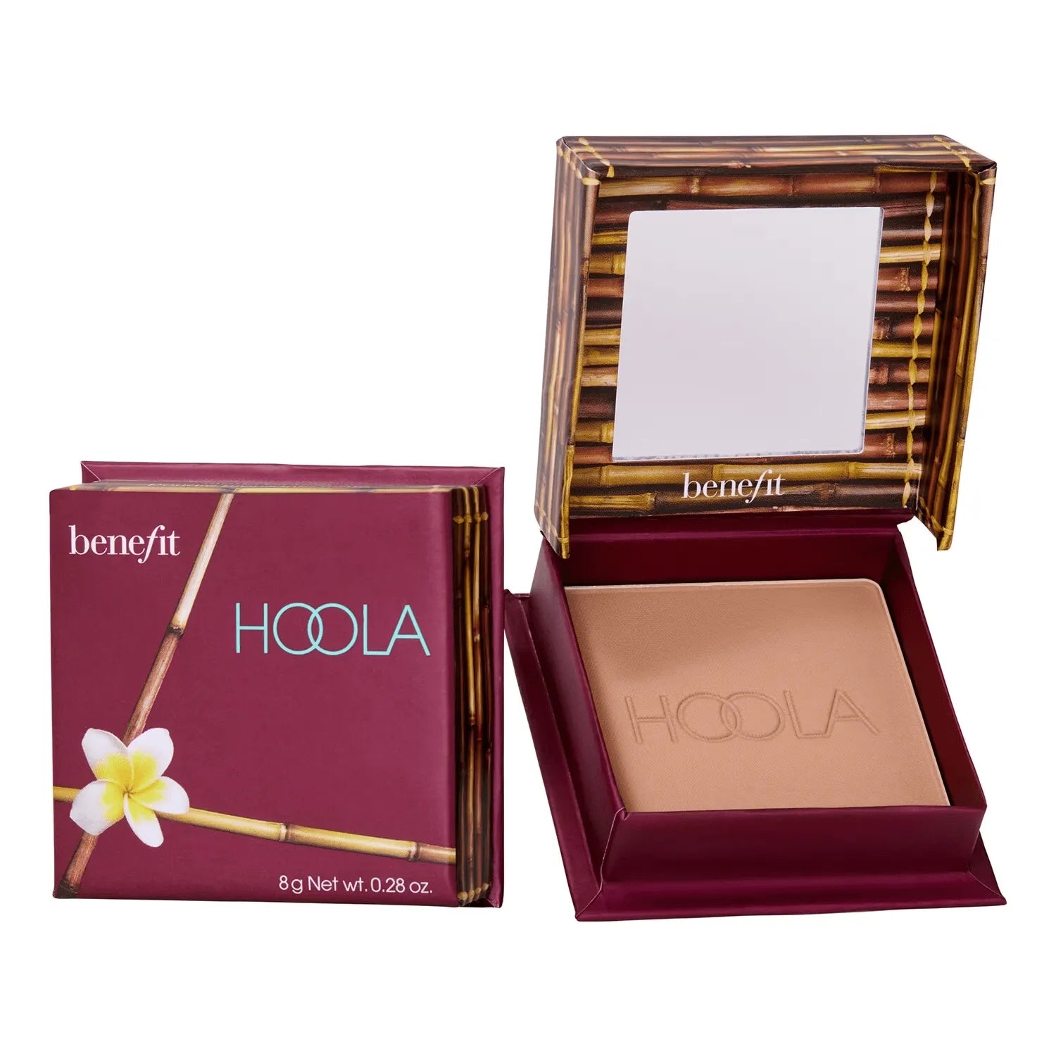 Swatch of Benefit Hoola matte bronzer on skin showing natural tan effect