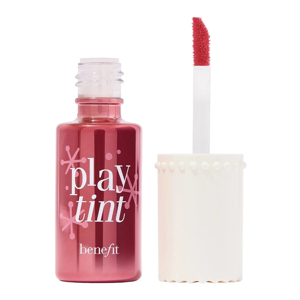 Benefit PlayTint lip and cheek stain in pink lemonade shade swatch on skin showing natural flush