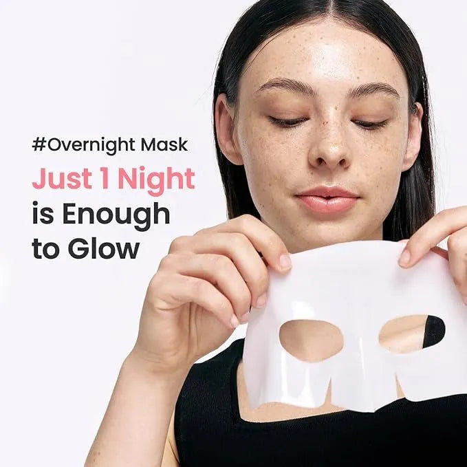 Biodance Bio-Collagen Real Deep Mask applied on face model - breathable hydrogel adhering to skin for treatment