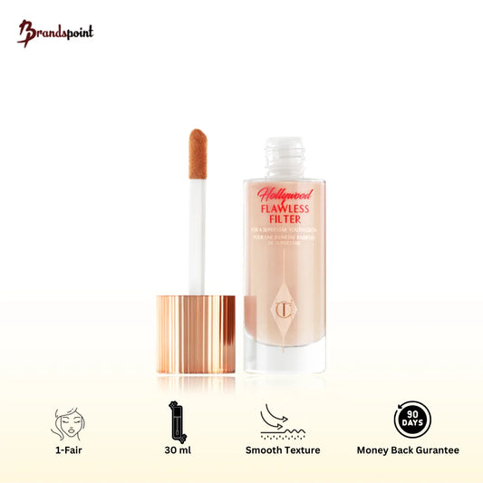 Charlotte Tilbury Hollywood Flawless Filter Foundation 1 Fair - bottle front view on white background