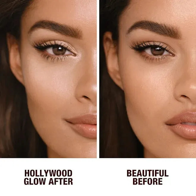 Charlotte Tilbury highlighter application on cheekbones