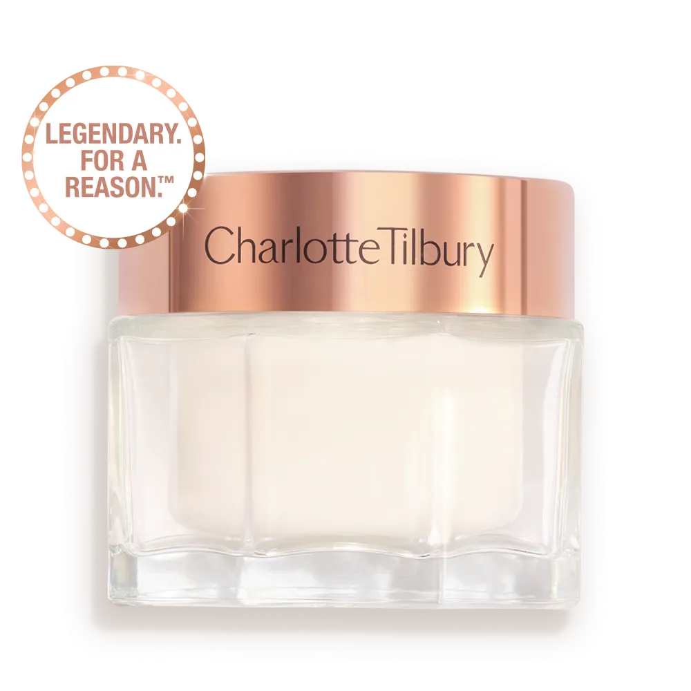 Charlotte Tilbury Magic Cream 150ml jar front view with pink lid and gold lettering