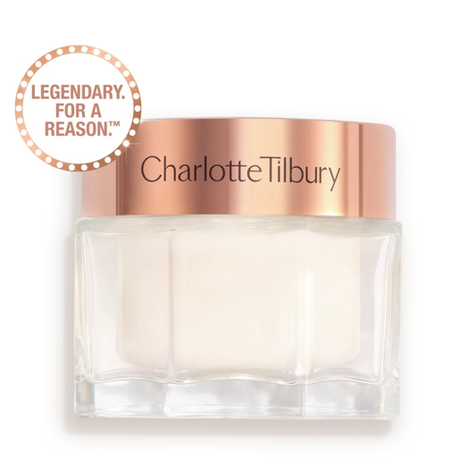 Charlotte Tilbury Magic Cream 150ml jar front view with pink lid and gold lettering