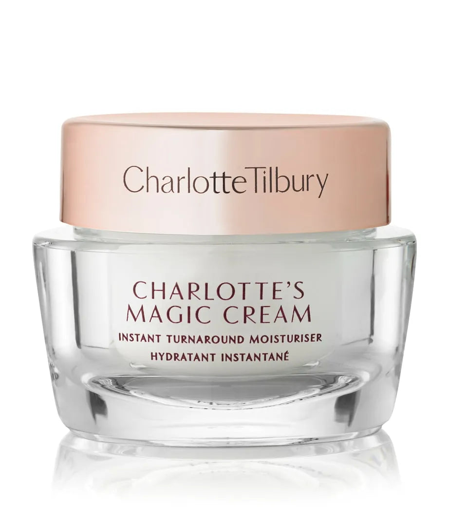 Charlotte Tilbury Magic Cream 15ml travel size moisturizer in a pink jar