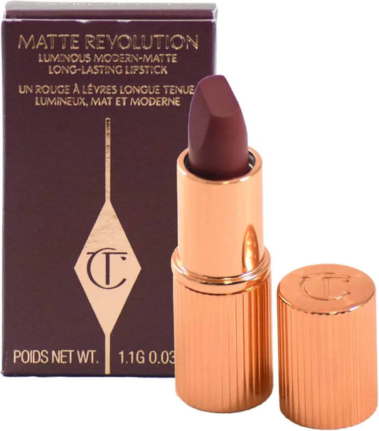 Charlotte Tilbury Matte Revolution long-lasting matte lipstick in iconic rose gold tube with shade visible