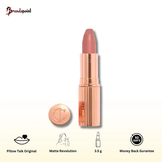 Charlotte Tilbury Matte Revolution Lipstick Pillow Talk bullet on white background