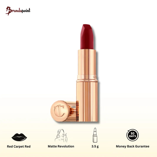 Charlotte Tilbury Matte Revolution Lipstick Red Carpet Red - product packaging and bullet