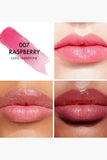 Dior Addict Lip Glow 007 Raspberry Cool lip balm swatch showing natural rosy tint on lips