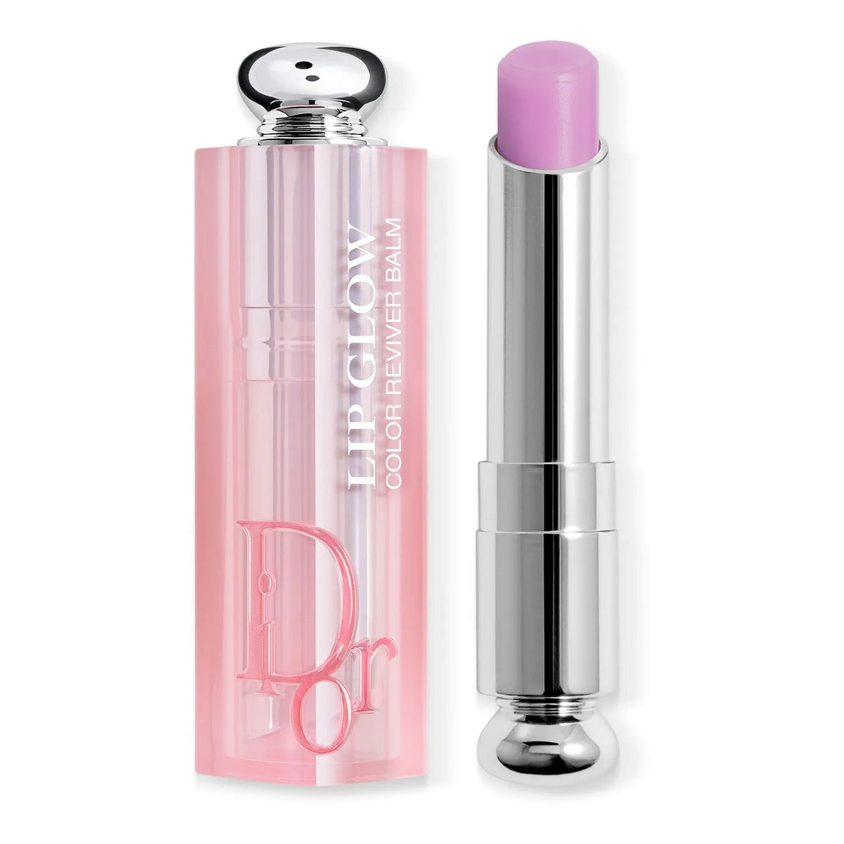 Dior Addict Lip Glow 063 Pink Lilac swatch on wrist showing glossy pink-purple tint