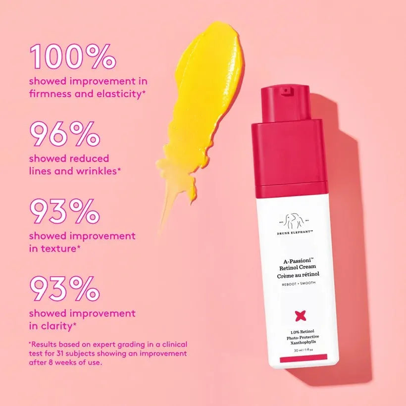 Drunk Elephant A-Passioni Retinol Cream tube squeezed showing cream texture