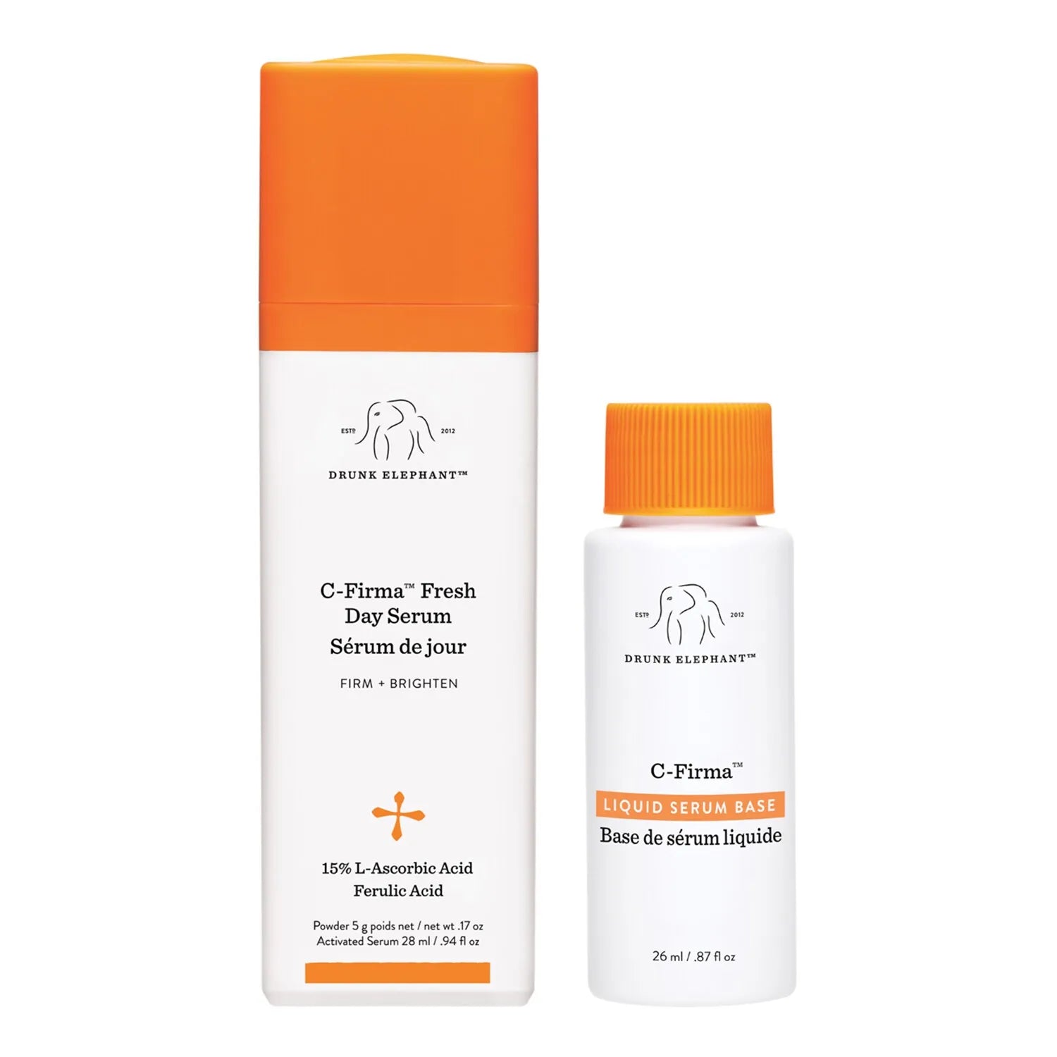 Drunk Elephant C-Firma Fresh Day Serum 28ml packaging front view - vitamin C serum for brightening and firming
