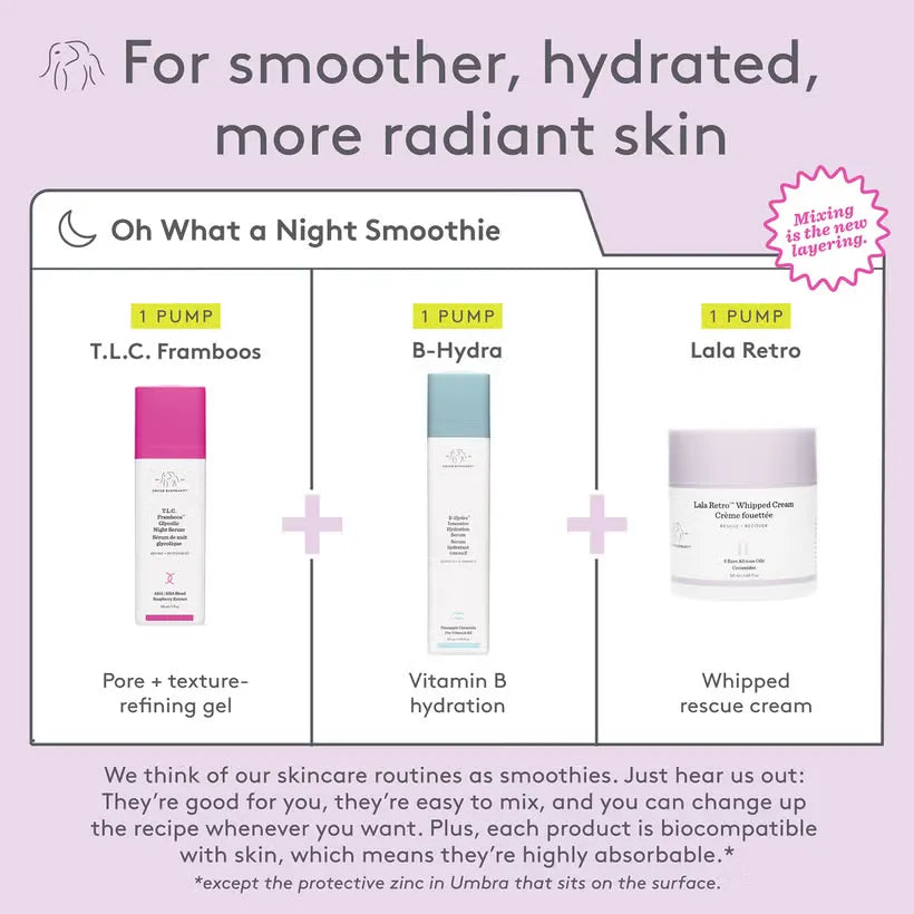 Drunk Elephant T.L.C. Framboos Night Serum being applied to face