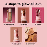 e.l.f. Halo Glow Liquid Filter with a wand applicator and product usage tips
